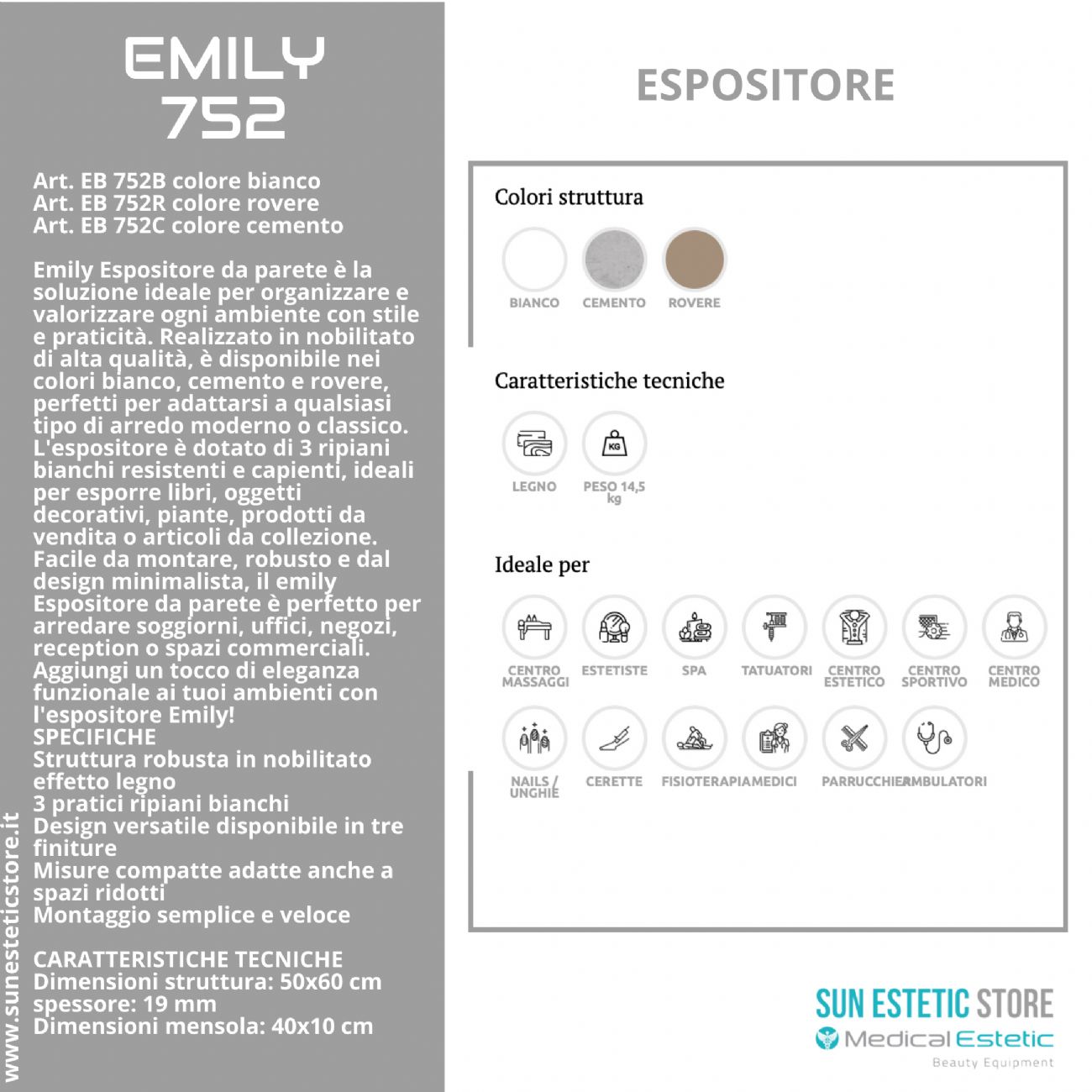 Emily Espositore da parete arredamento negozio