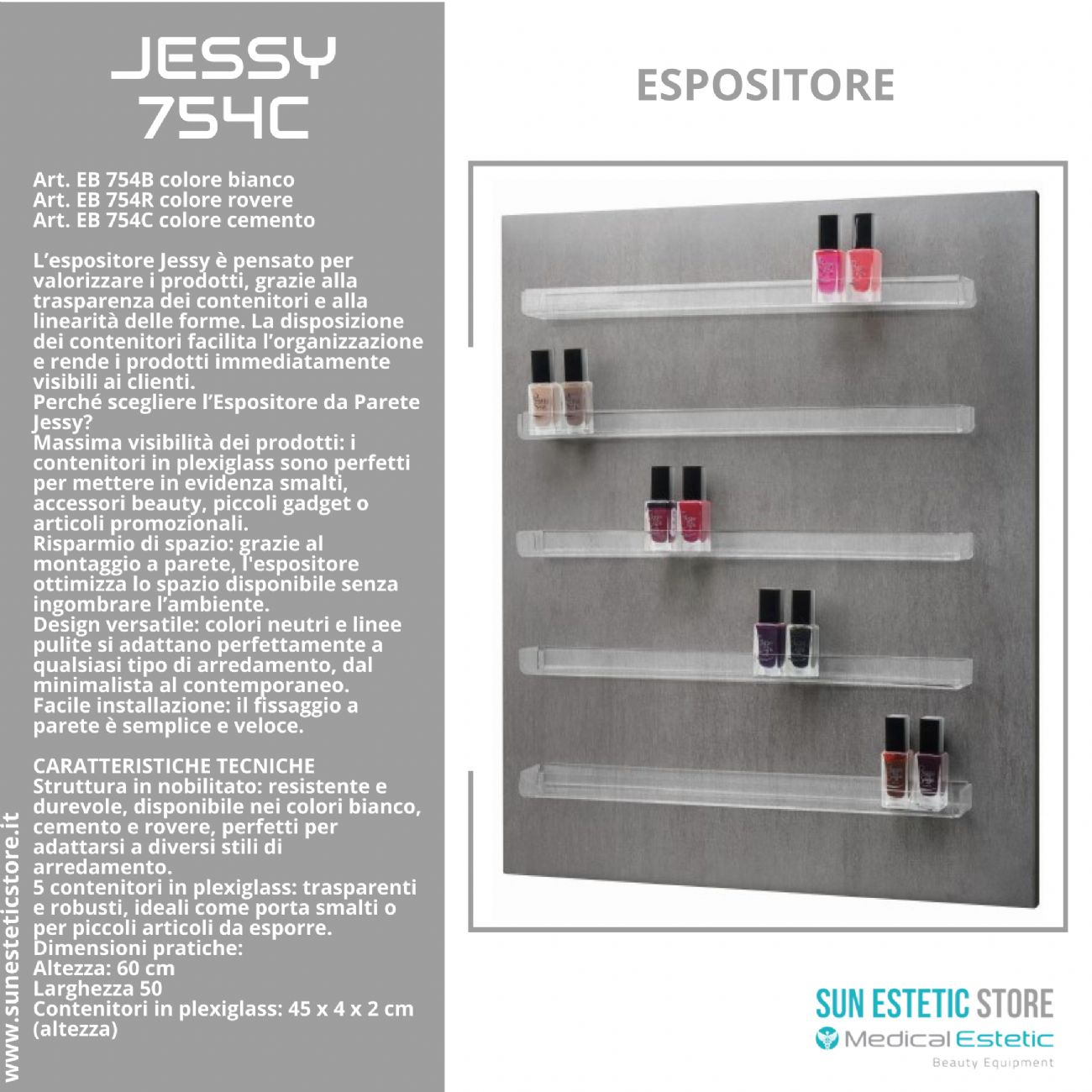 Jessy Espositore da parete arredamento negozio