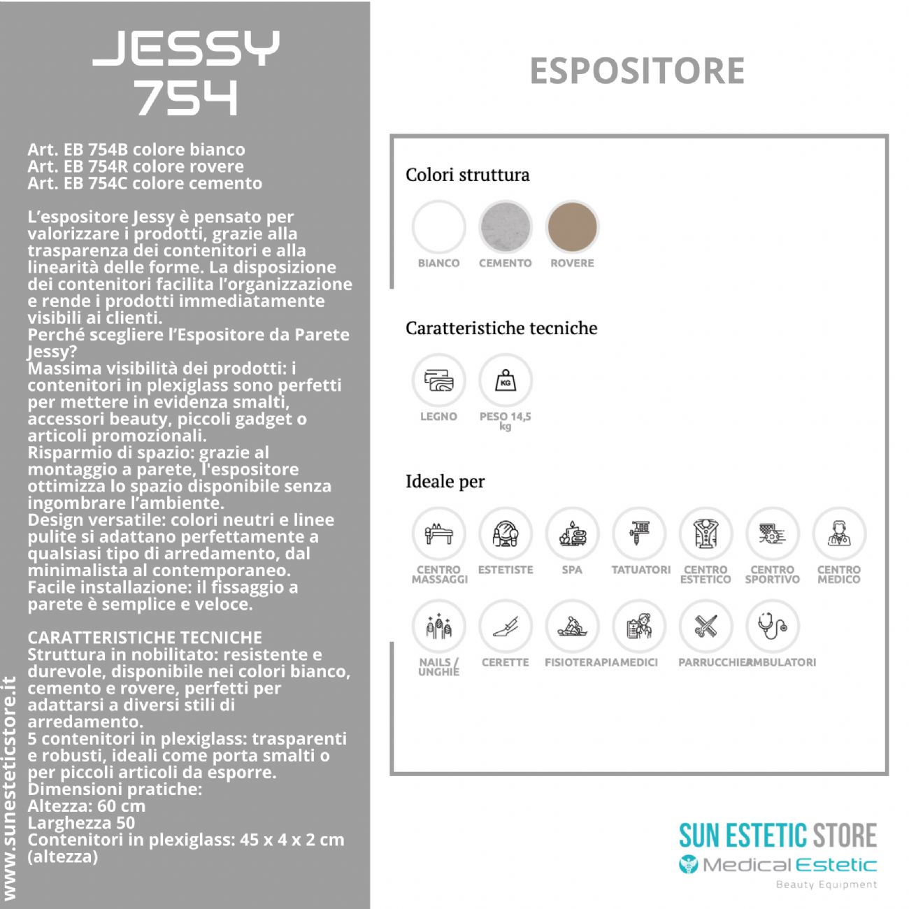 Jessy Espositore da parete arredamento negozio