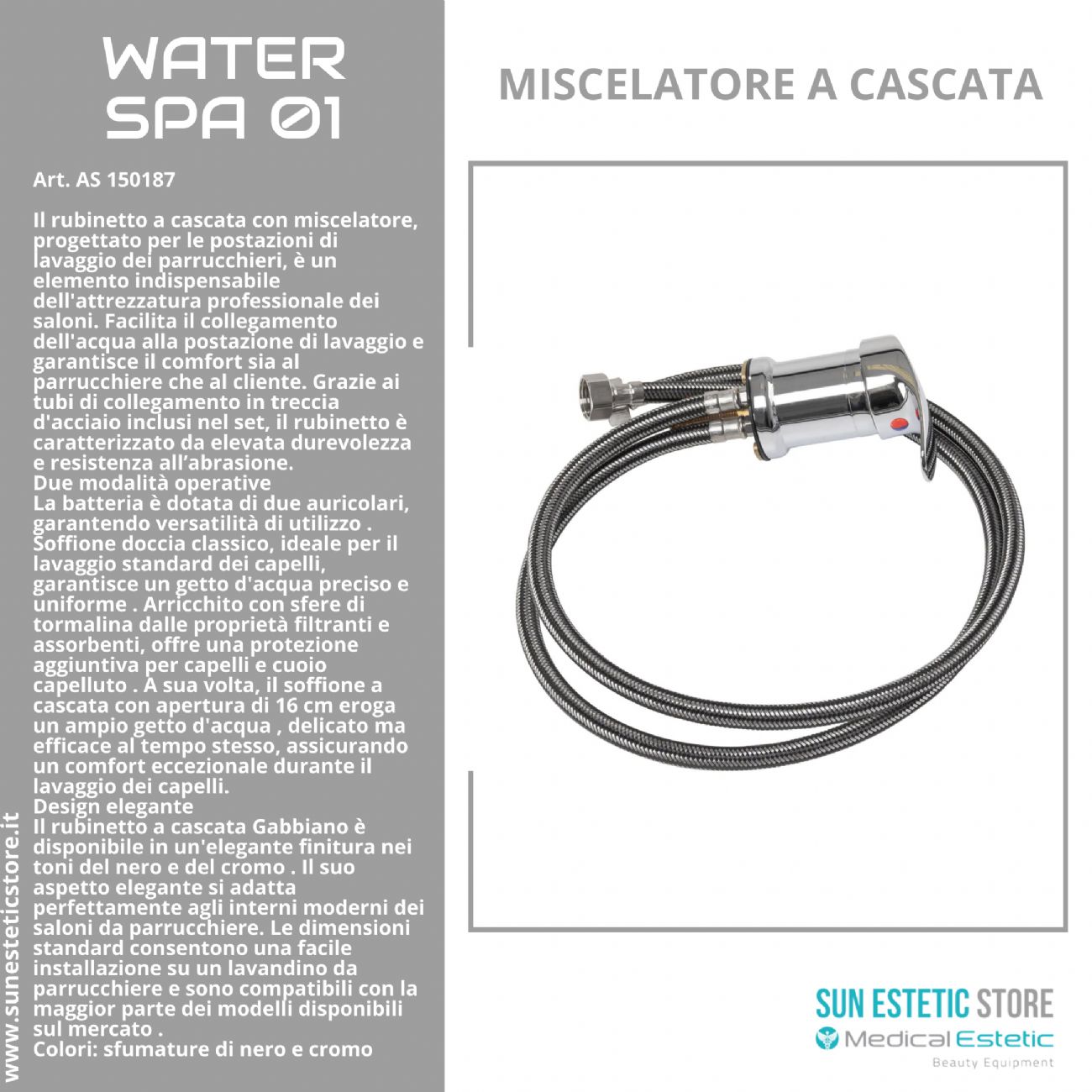 Water Spa 01 rubinetto miscelatore a cascata per lavatesta