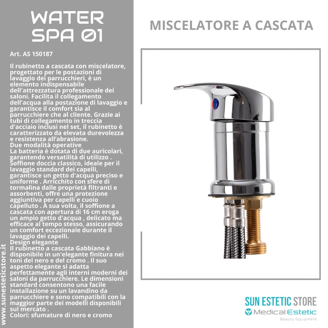 Water Spa 01 rubinetto miscelatore a cascata per lavatesta
