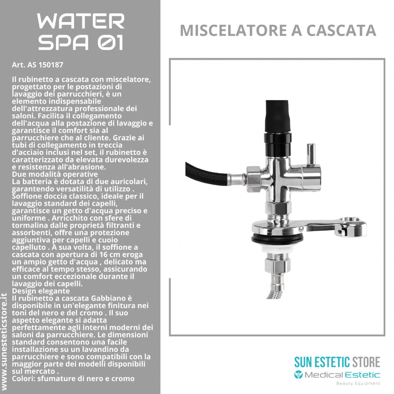 Water Spa 01 rubinetto miscelatore a cascata per lavatesta