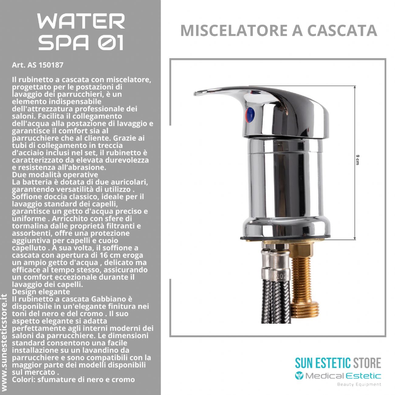 Water Spa 01 rubinetto miscelatore a cascata per lavatesta