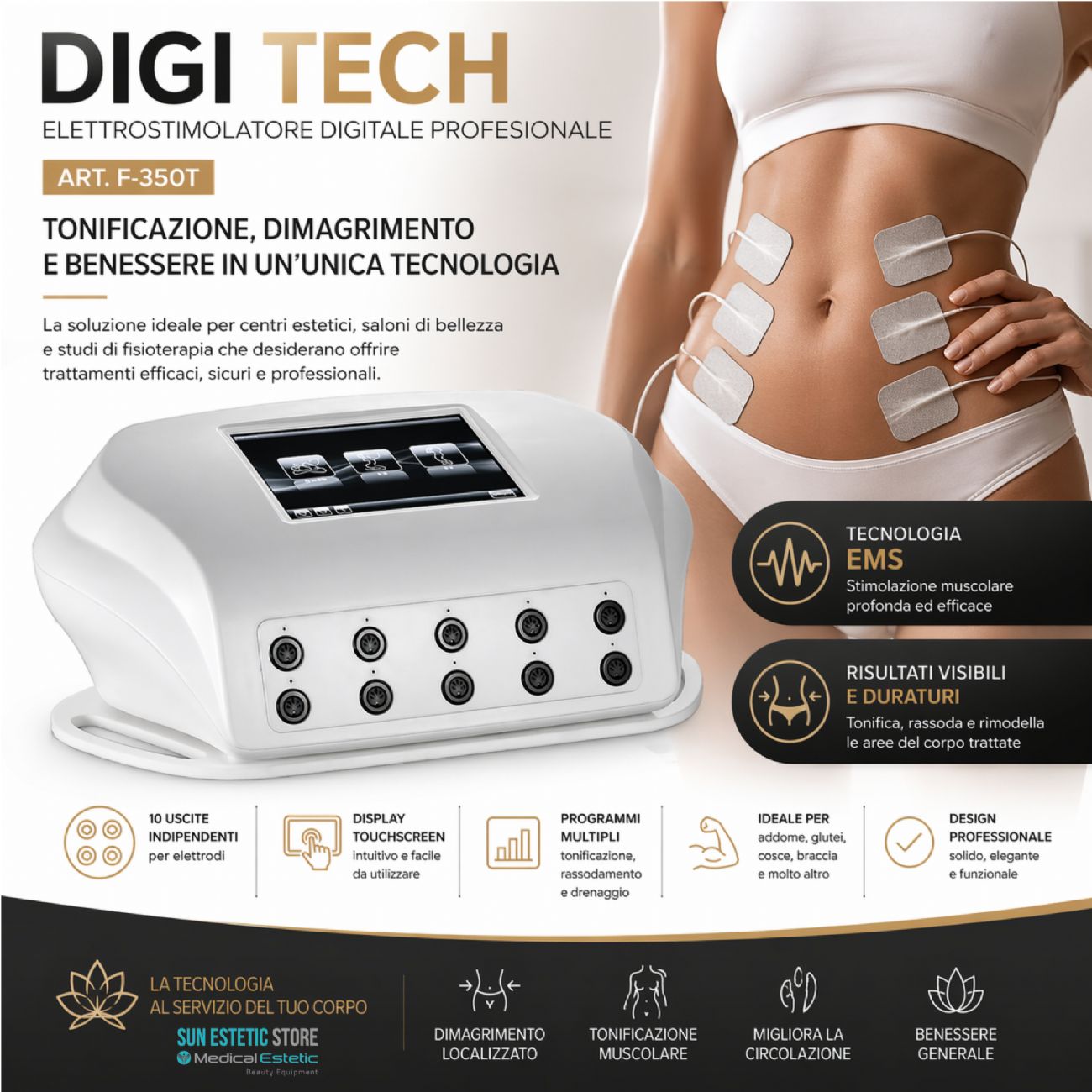 Digi Tech elettrostimolatore digitale tonificazione e dimagrimento