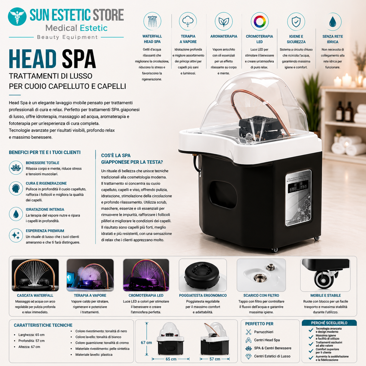 Head Spa lavatesta trattamento capelli con vapore
