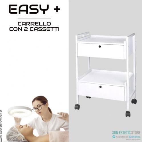 Easy + carrello in metallo bianco cassetti con serratura per estetica studio medico