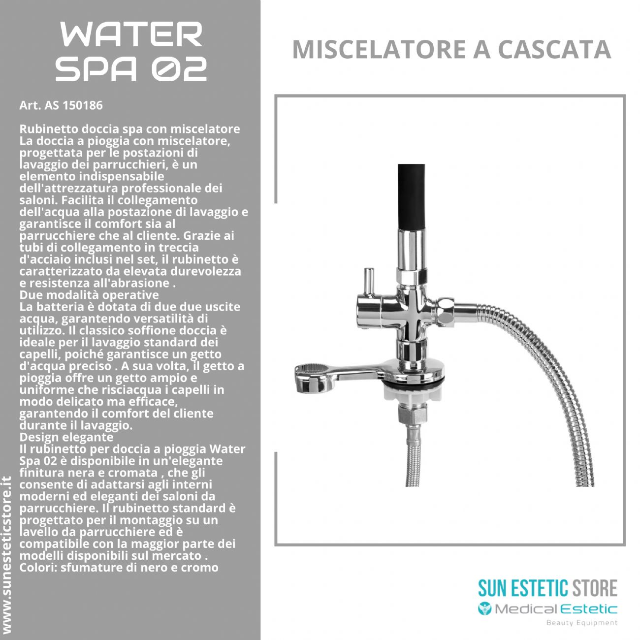 Water Spa 02 rubinetto miscelatore a cascata per lavatesta