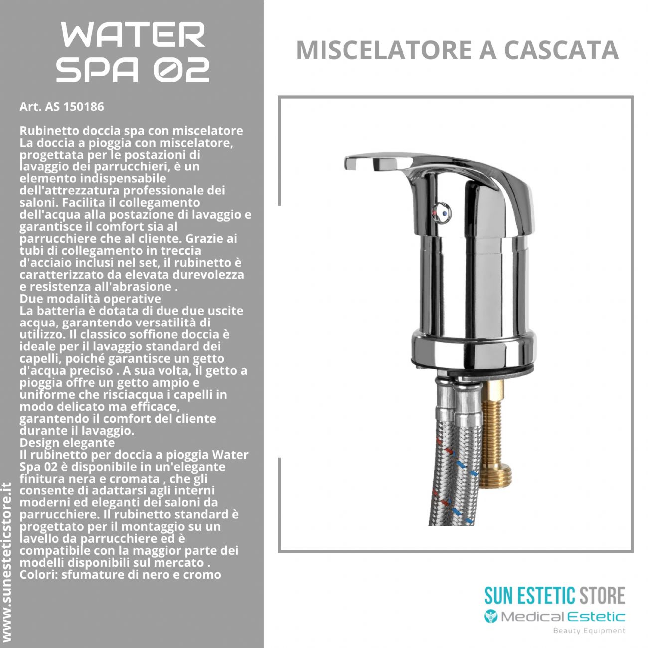 Water Spa 02 rubinetto miscelatore a cascata per lavatesta