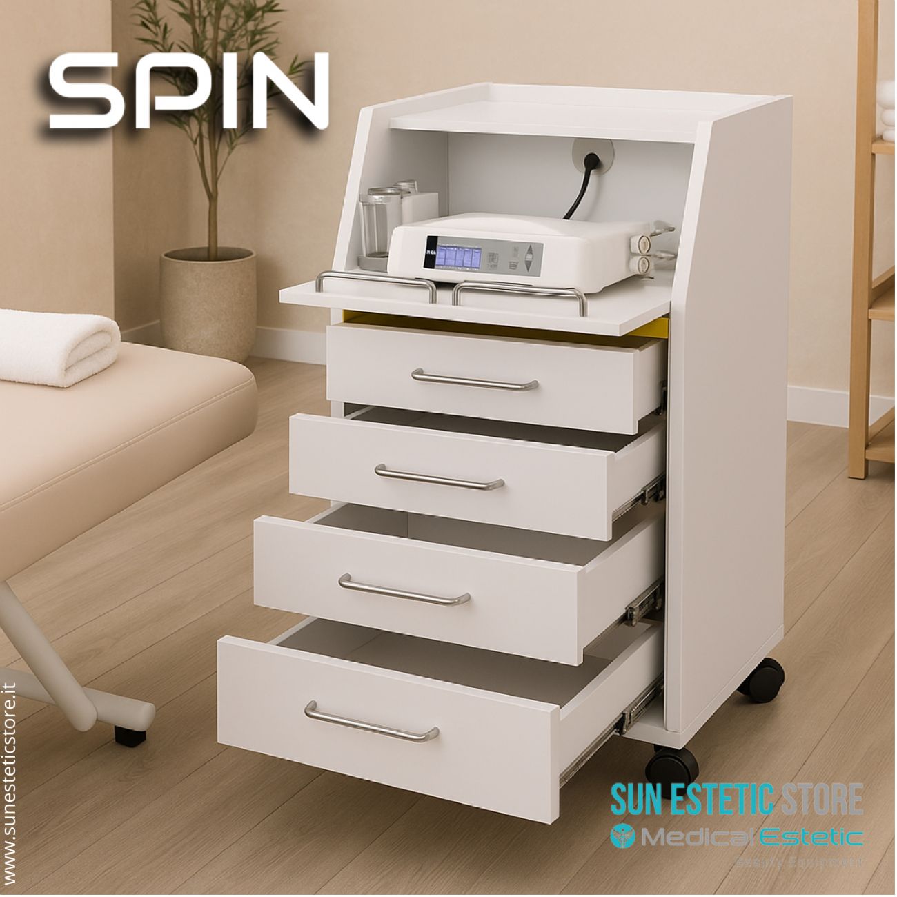 Spin carrello multifunzionale porta apparecchiature con germicida UV