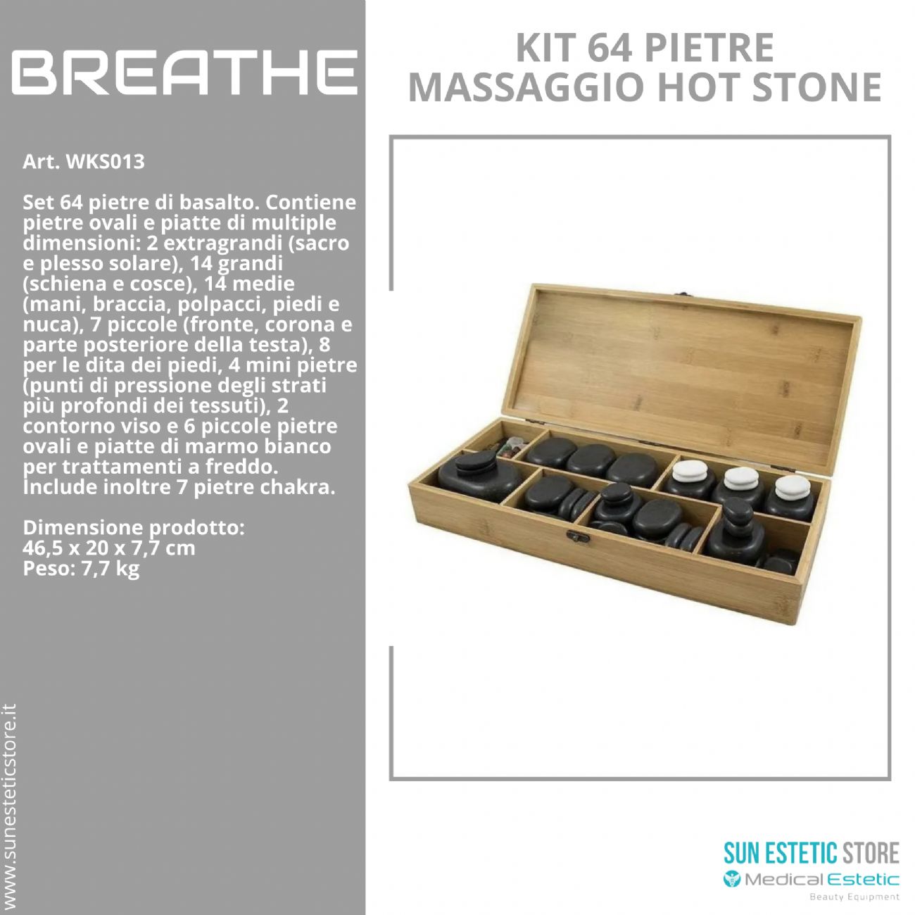 Kit 64 Pietre basalto Hot Stone Therapy massaggio pietre laviche centri estetici