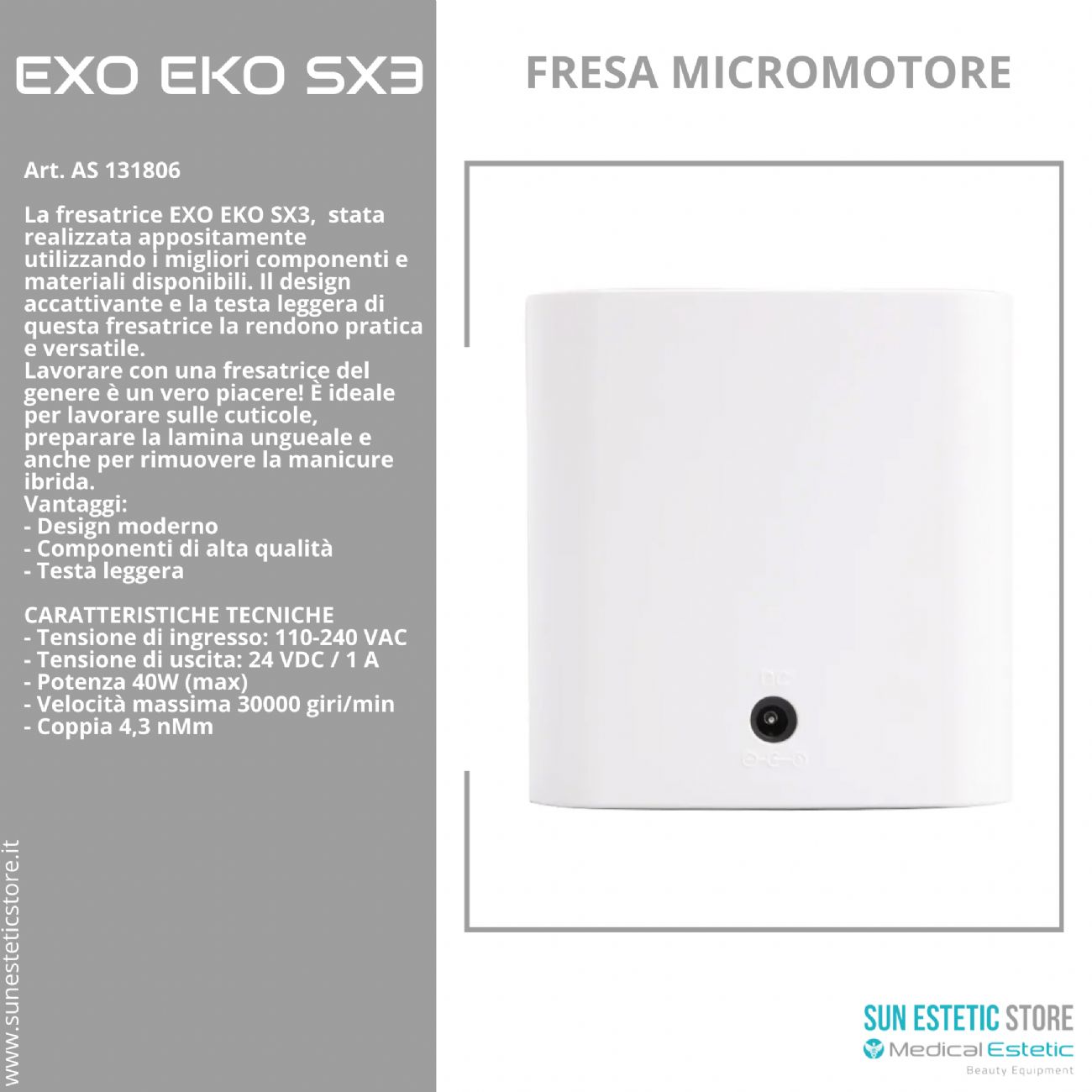 EXO EKO CX3 fresa micromotore per manicure onicotecnica