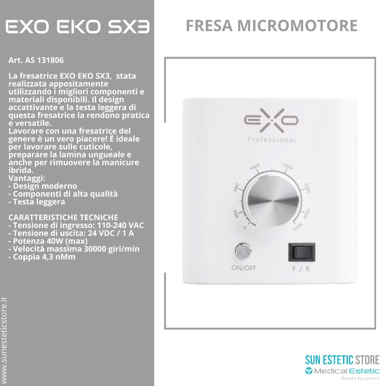 EXO EKO CX3 fresa micromotore per manicure onicotecnica