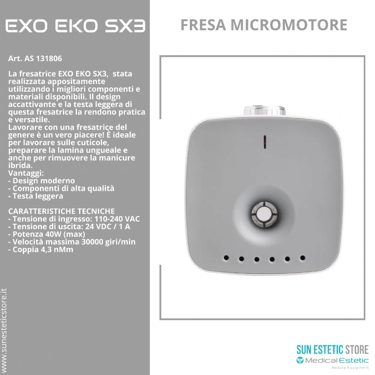 EXO EKO CX3 fresa micromotore per manicure onicotecnica