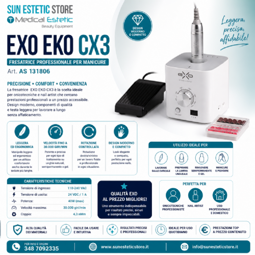 EXO EKO SX3 fresa micromotore per manicure onicotecnica