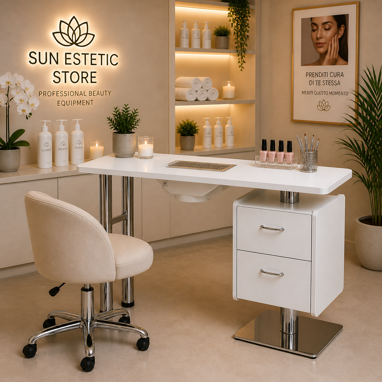 Hale tavolo manicure ricostruzione unghie nails con due cassetti