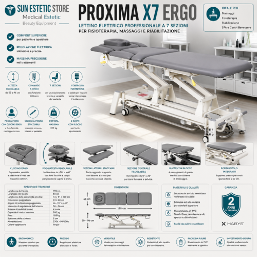 Proxima 07 lettino fisioterapia riabilitazione 7 sezioni