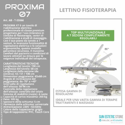 Proxima 07 lettino fisioterapia riabilitazione 7 sezioni