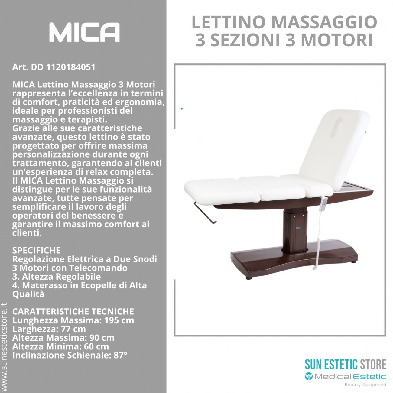 Mica lettino massaggio a 3 sezioni elettrico a 3 motori