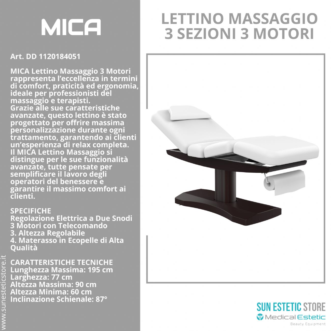 Mica lettino massaggio a 3 sezioni elettrico a 3 motori