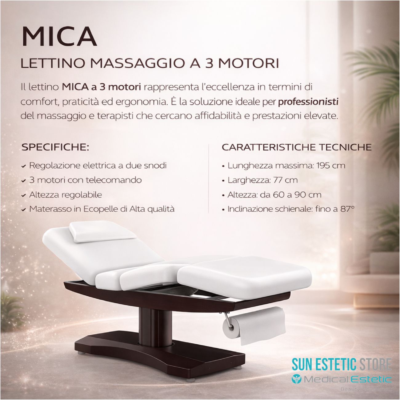 Mica lettino massaggio a 3 sezioni elettrico a 3 motori