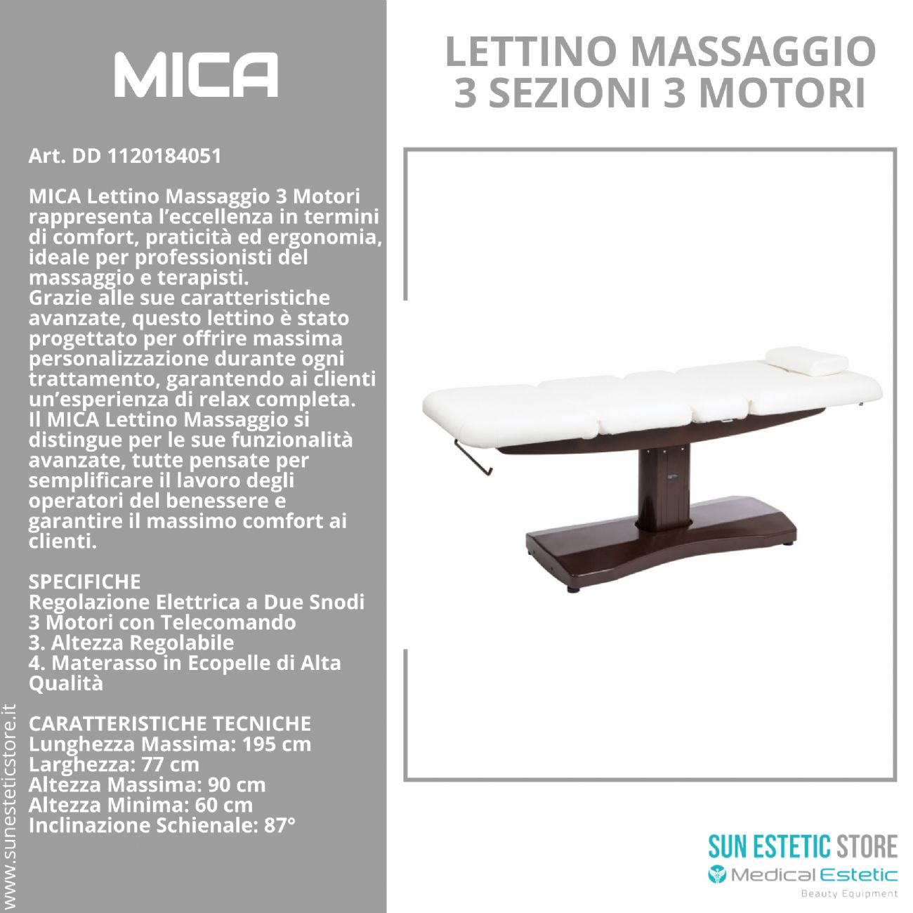 Mica lettino massaggio a 3 sezioni elettrico a 3 motori