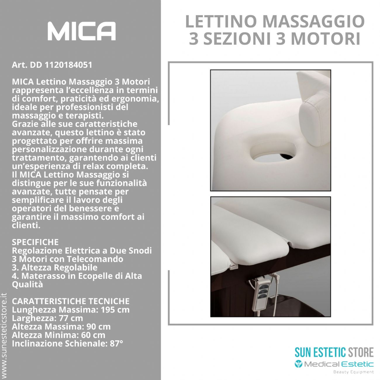 Mica lettino massaggio a 3 sezioni elettrico a 3 motori