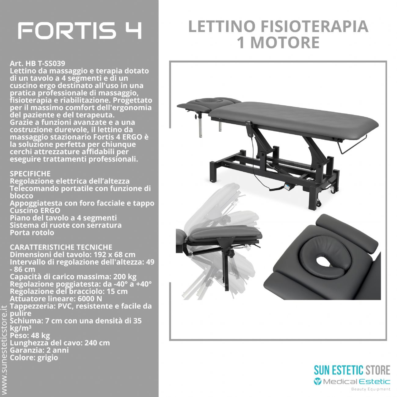Fortis 4 lettino fisioterapia 4 sezioni 1 motore