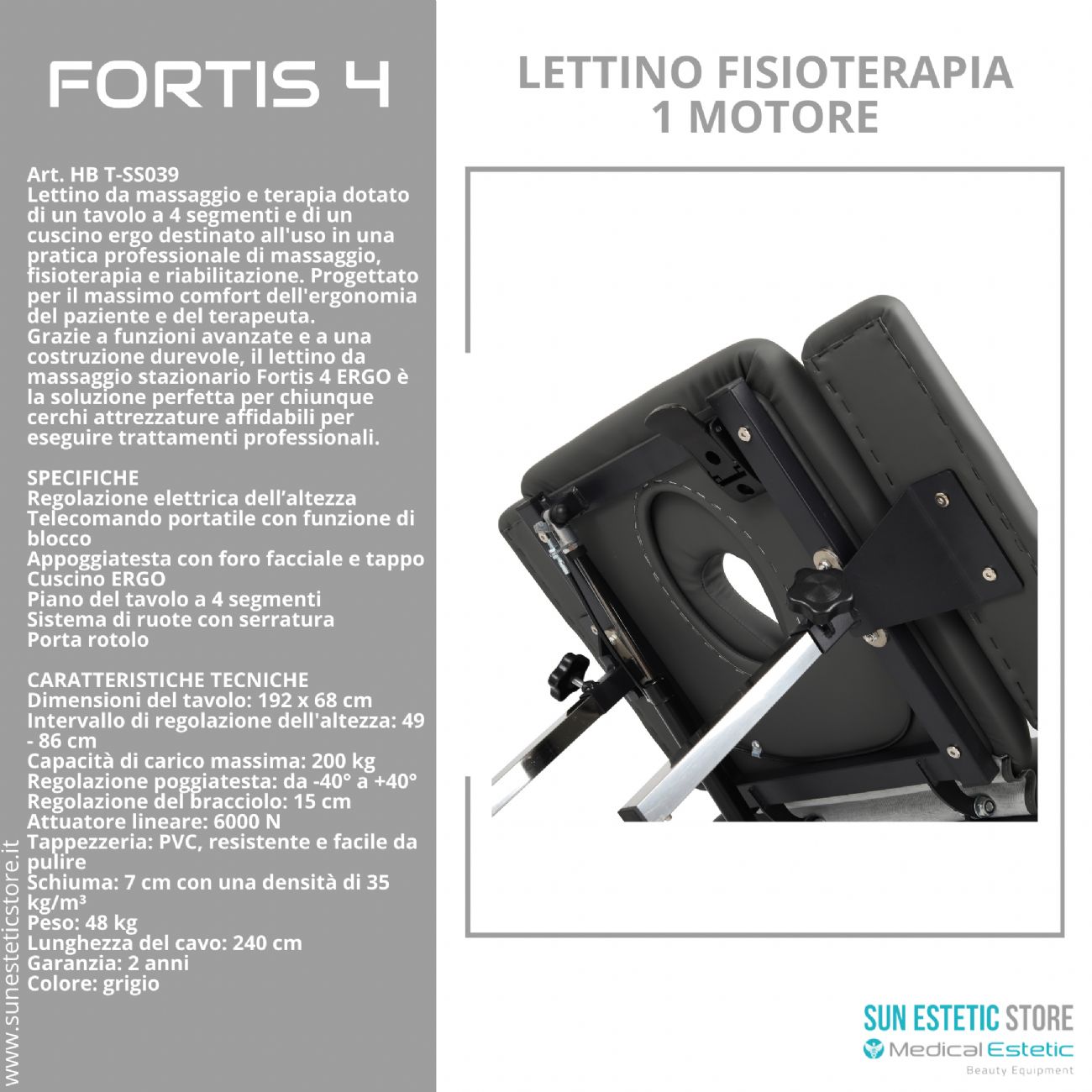 Fortis 4 lettino fisioterapia 4 sezioni 1 motore