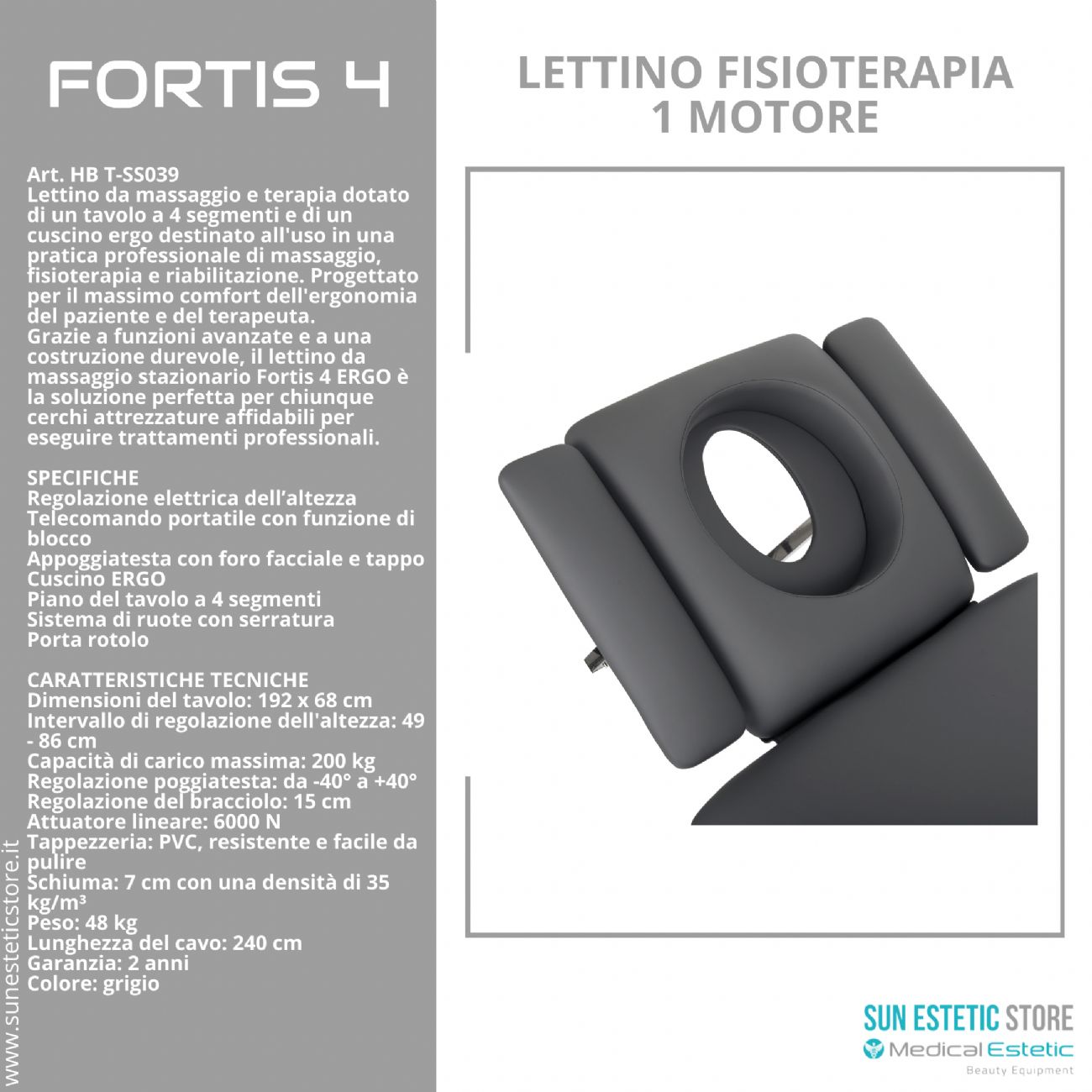 Fortis 4 lettino fisioterapia 4 sezioni 1 motore
