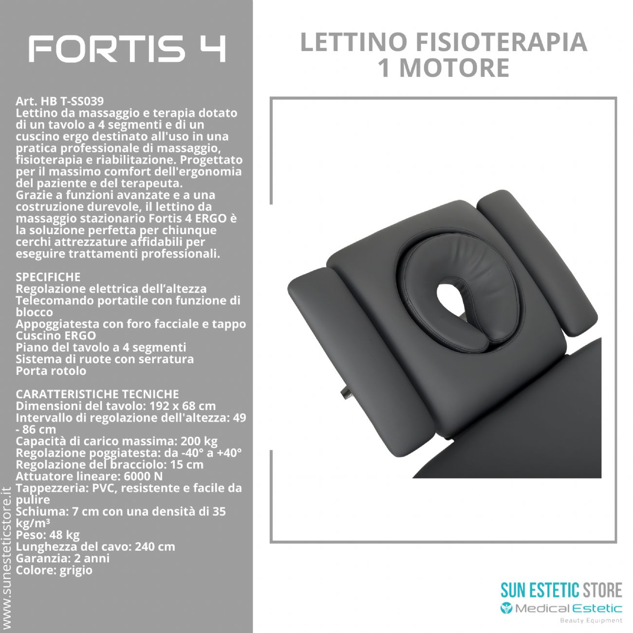 Fortis 4 lettino fisioterapia 4 sezioni 1 motore