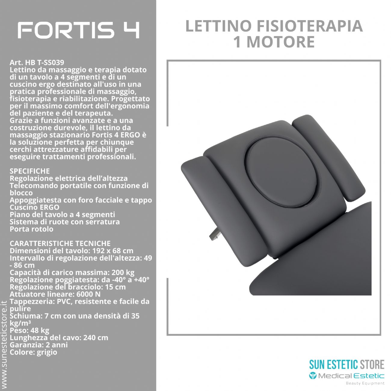 Fortis 4 lettino fisioterapia 4 sezioni 1 motore
