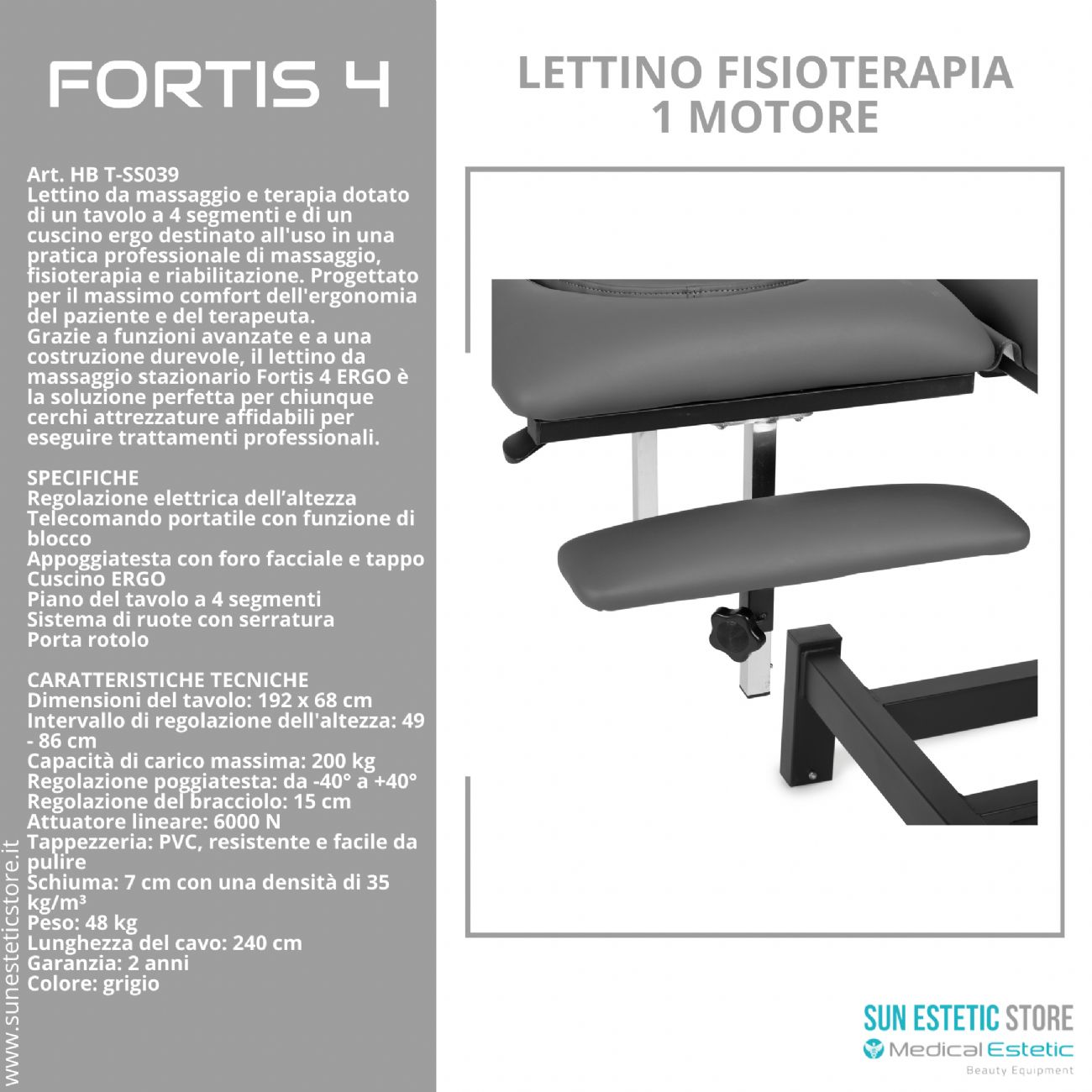 Fortis 4 lettino fisioterapia 4 sezioni 1 motore