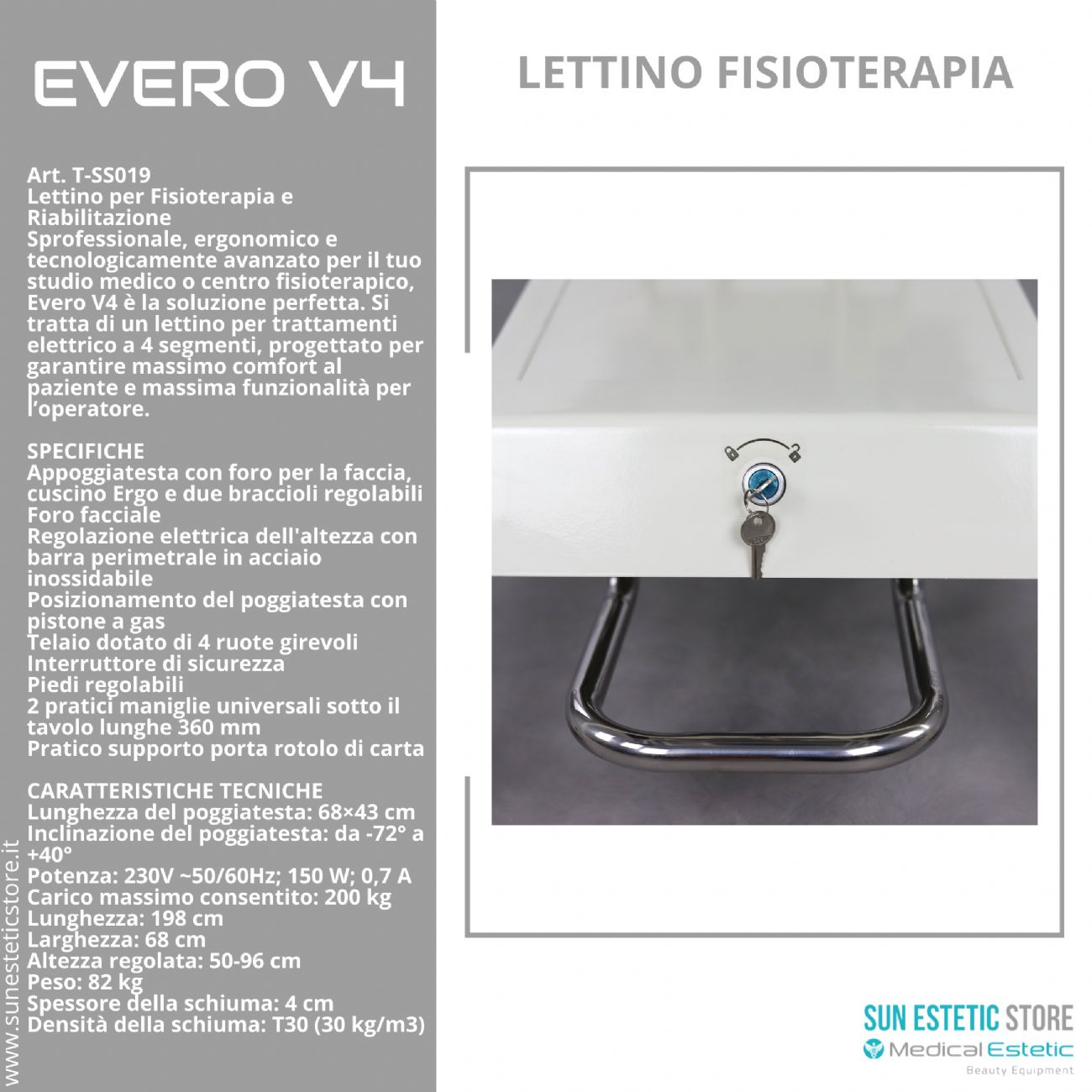 Evero V4 Ergo lettino fisioterapia 4 sezioni 1 motore