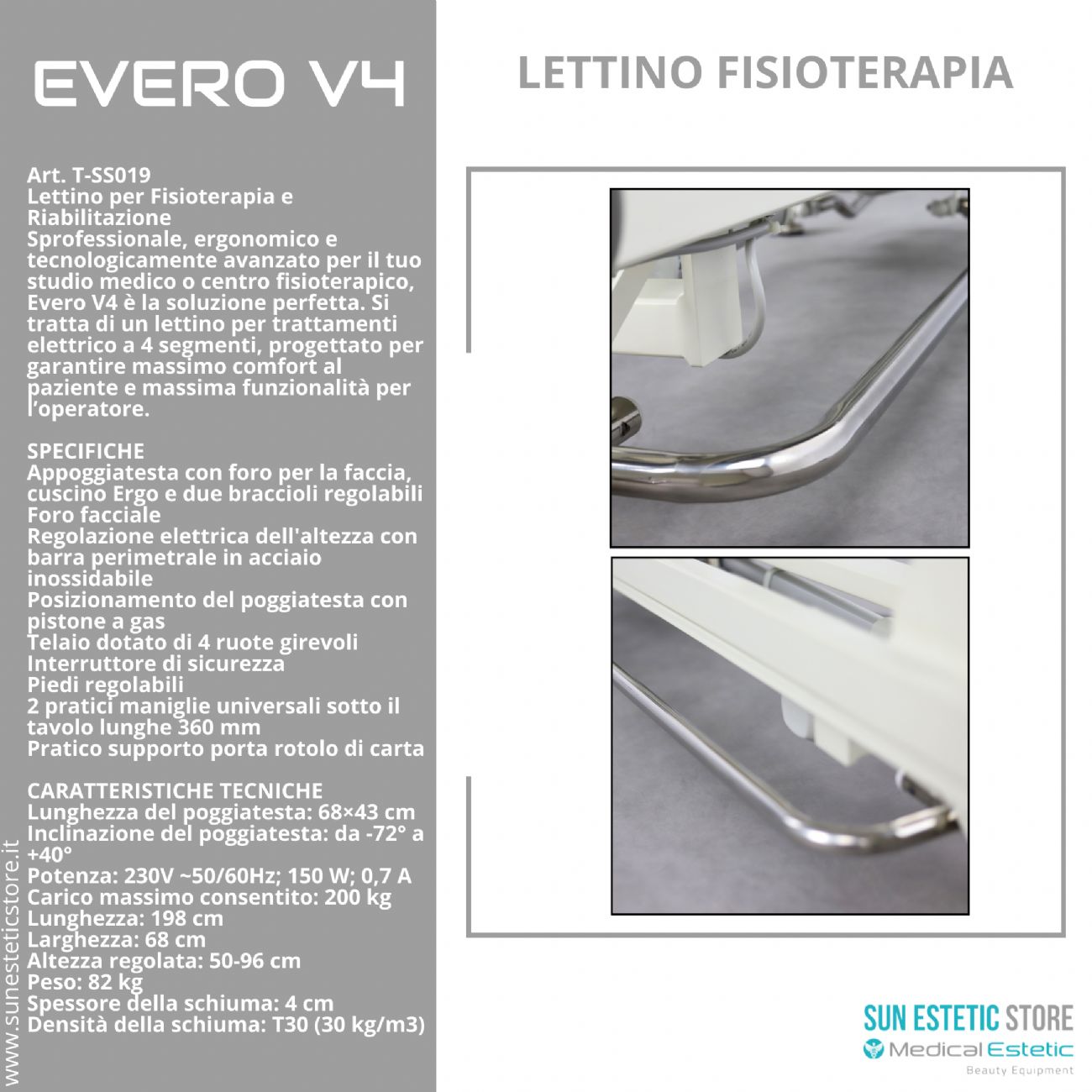 Evero V4 Ergo lettino fisioterapia 4 sezioni 1 motore