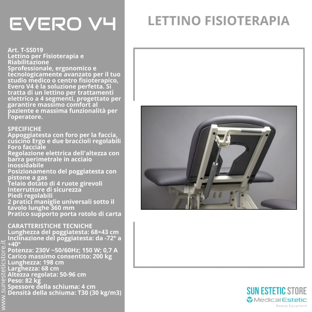 Evero V4 Ergo lettino fisioterapia 4 sezioni 1 motore