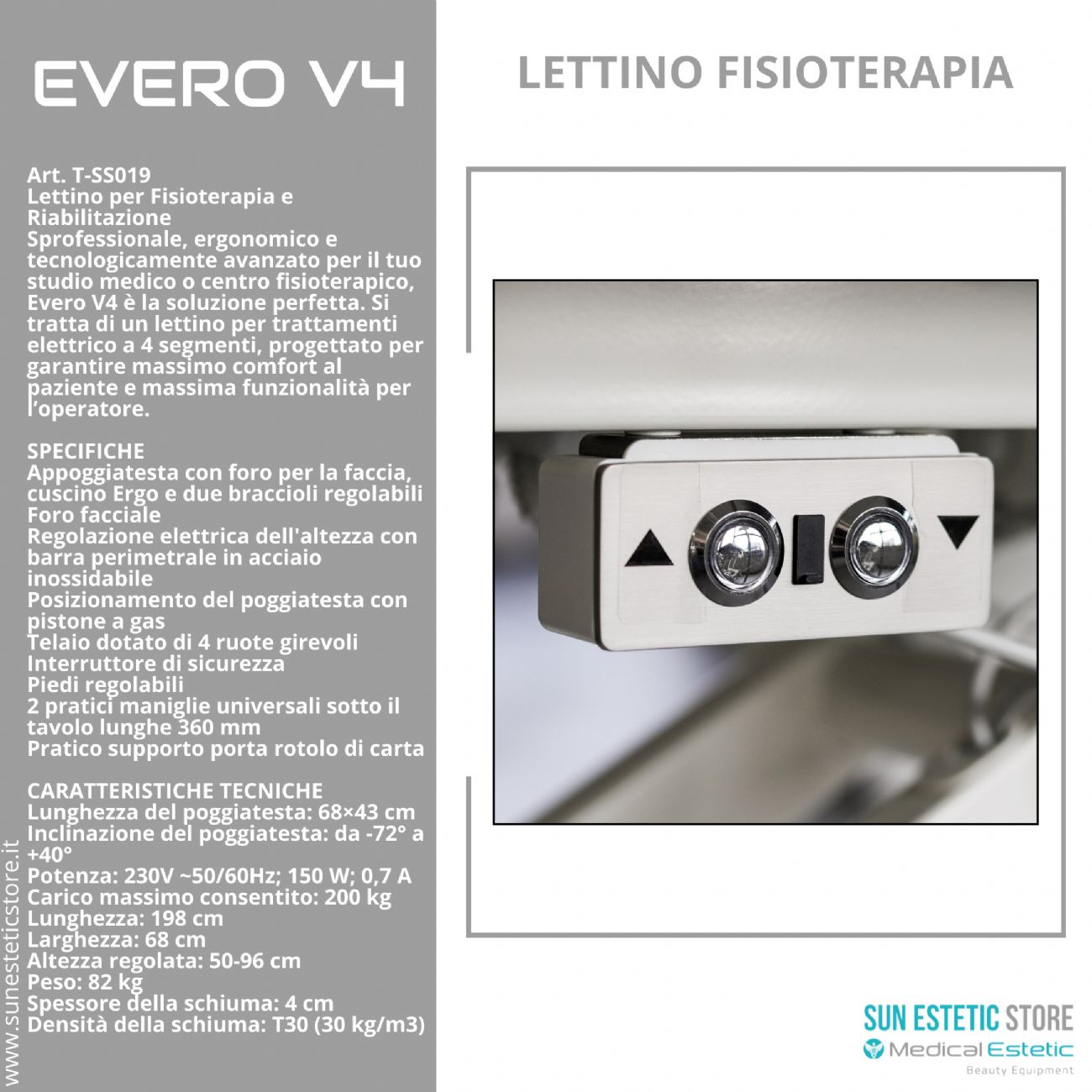 Evero V4 Ergo lettino fisioterapia 4 sezioni 1 motore