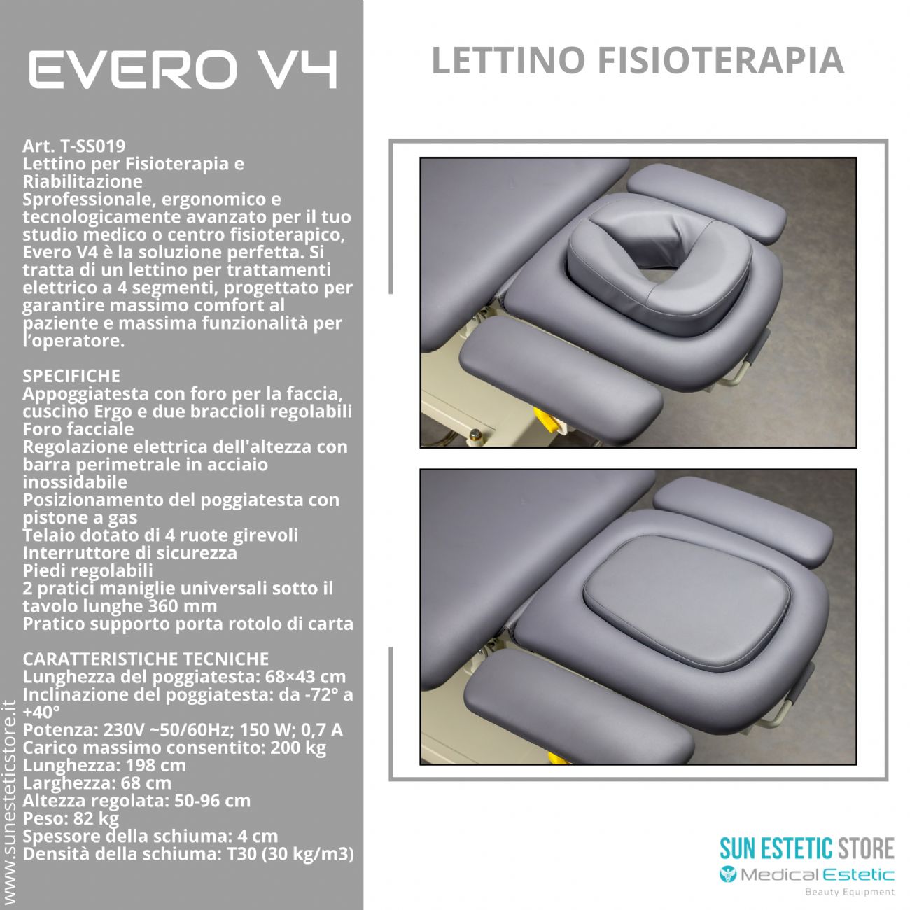 Evero V4 Ergo lettino fisioterapia 4 sezioni 1 motore