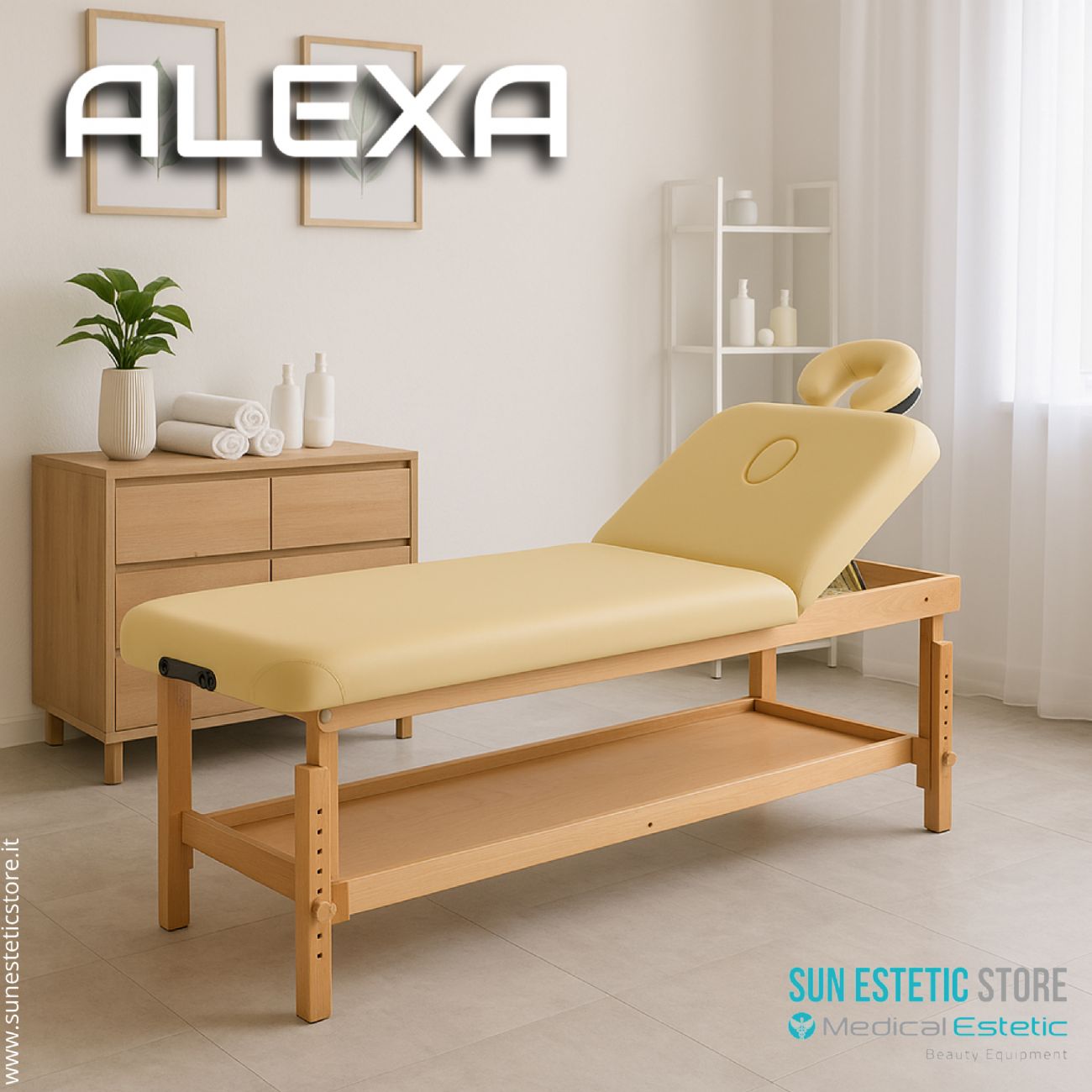 Alexa lettino massaggio in legno 2 sezioni regolabile