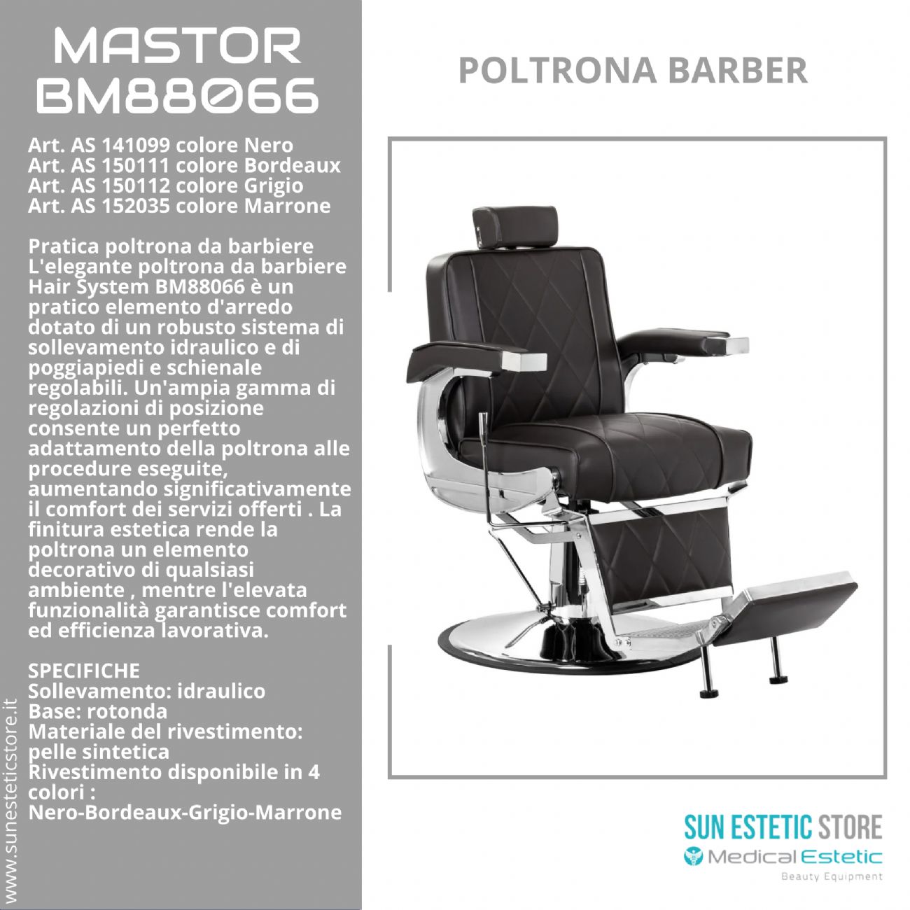 Mastror BM88066 poltrona maschile barbiere