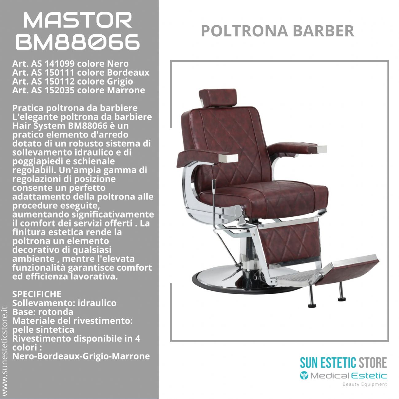 Mastror BM88066 poltrona maschile barbiere