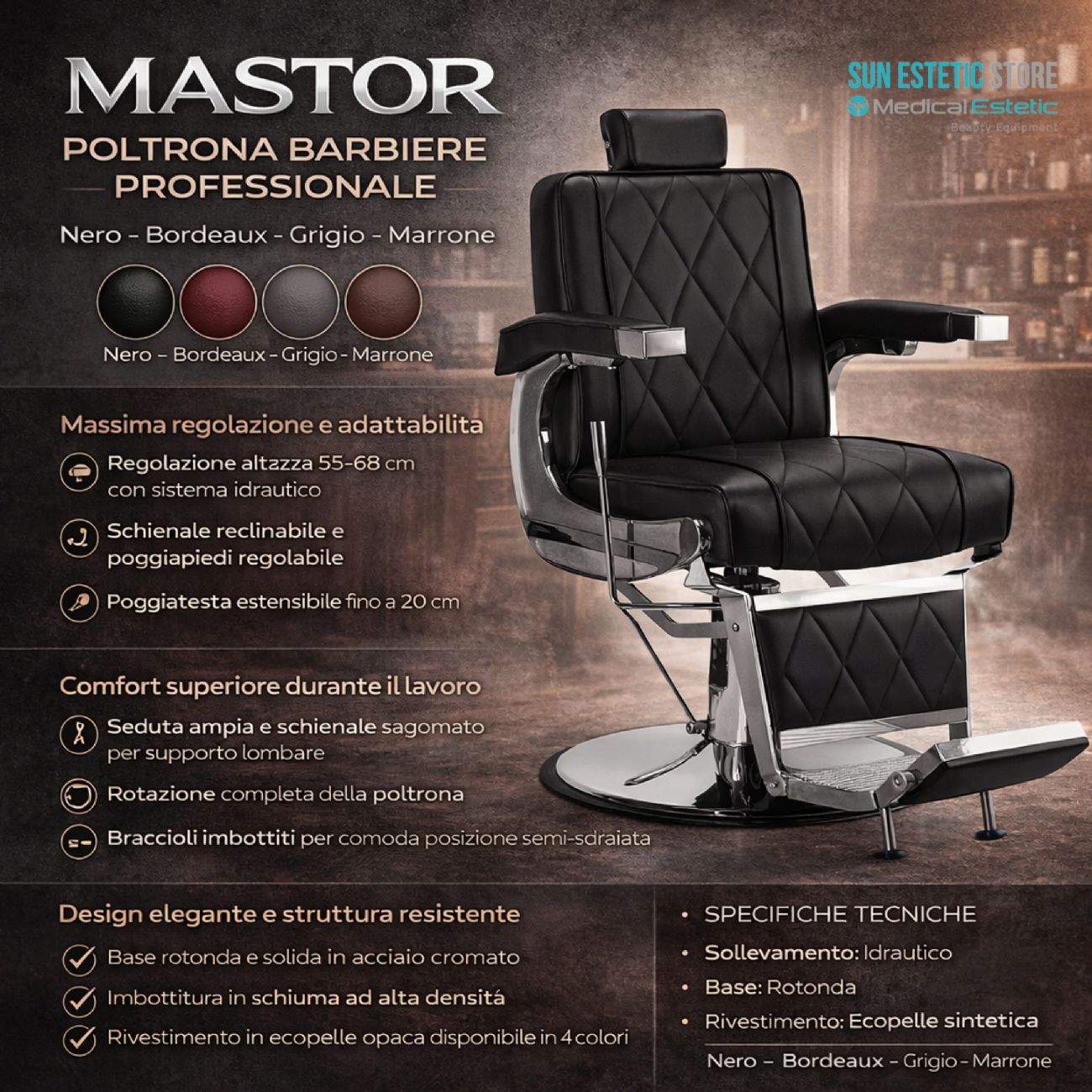 Mastror BM88066 poltrona maschile barbiere