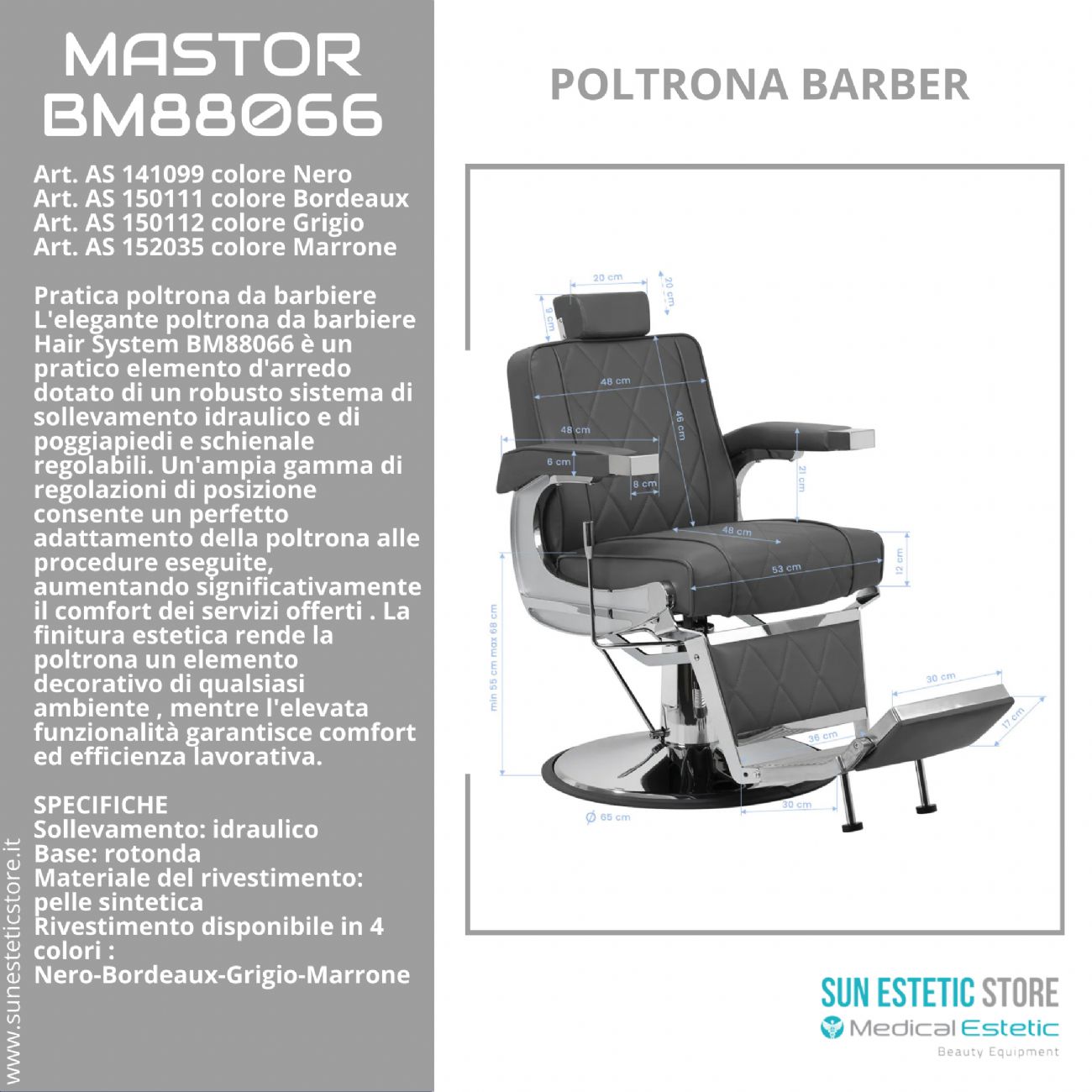 Mastror BM88066 poltrona maschile barbiere
