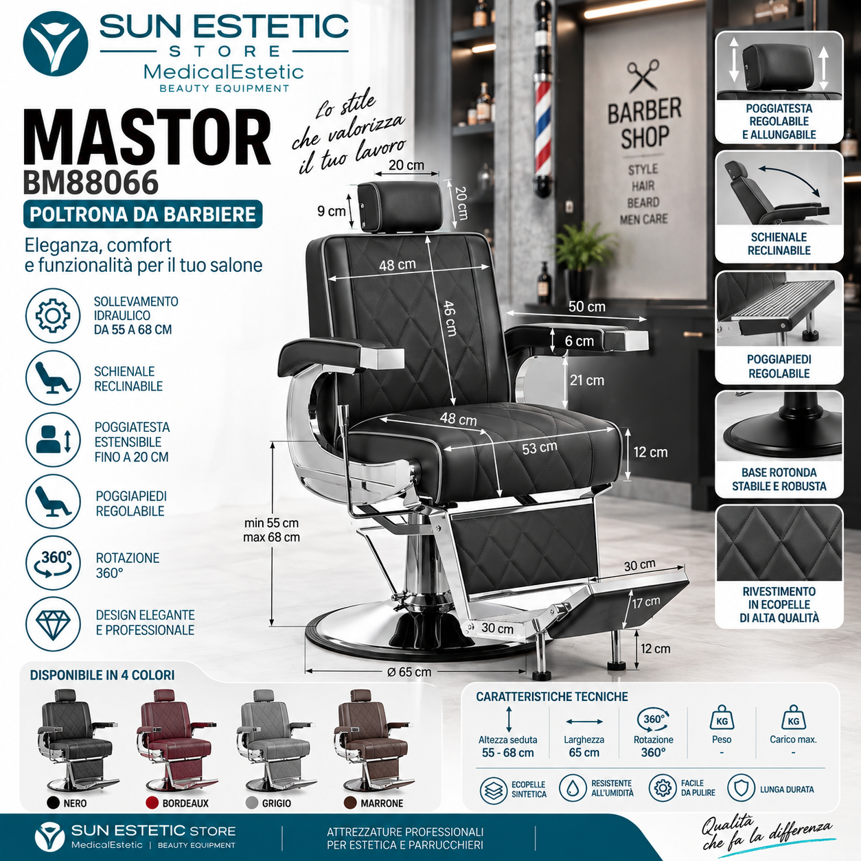 Mastror BM88066 poltrona maschile barbiere