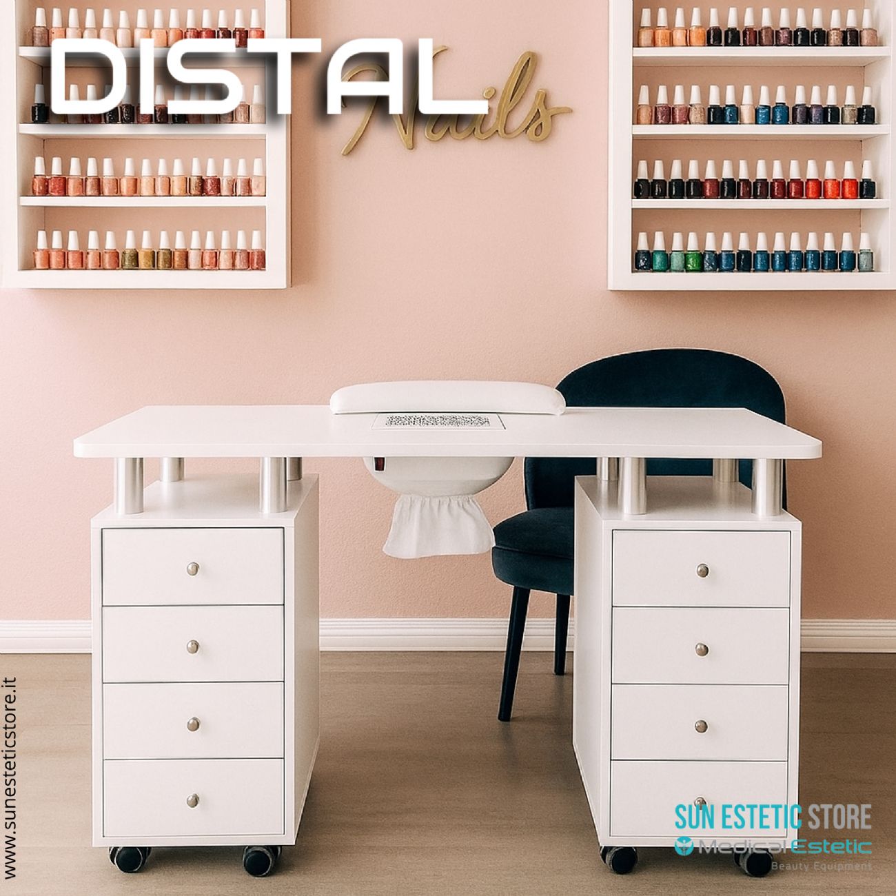 Distal tavolino manicure per ricostruzione unghie con aspiratore