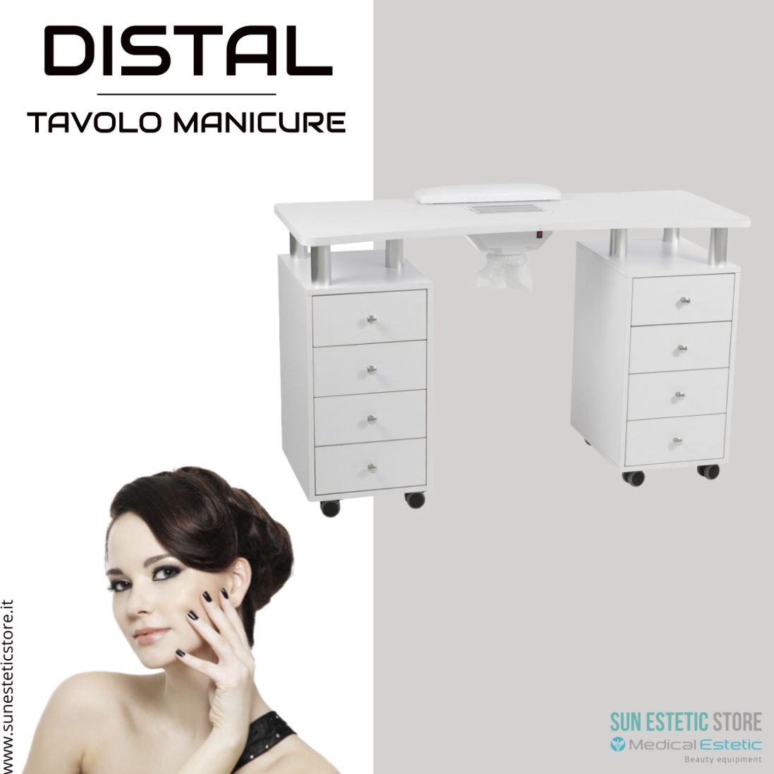 Distal tavolino manicure per ricostruzione unghie con aspiratore