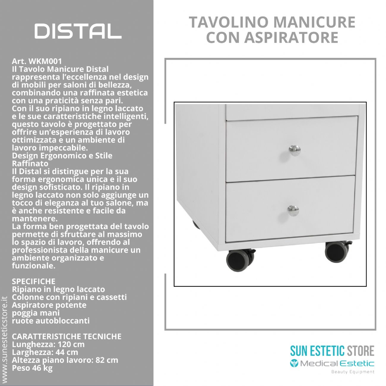 Distal tavolino manicure per ricostruzione unghie con aspiratore