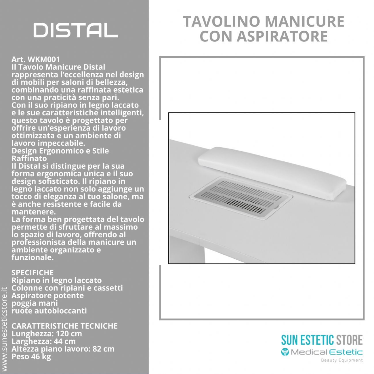Distal tavolino manicure per ricostruzione unghie con aspiratore