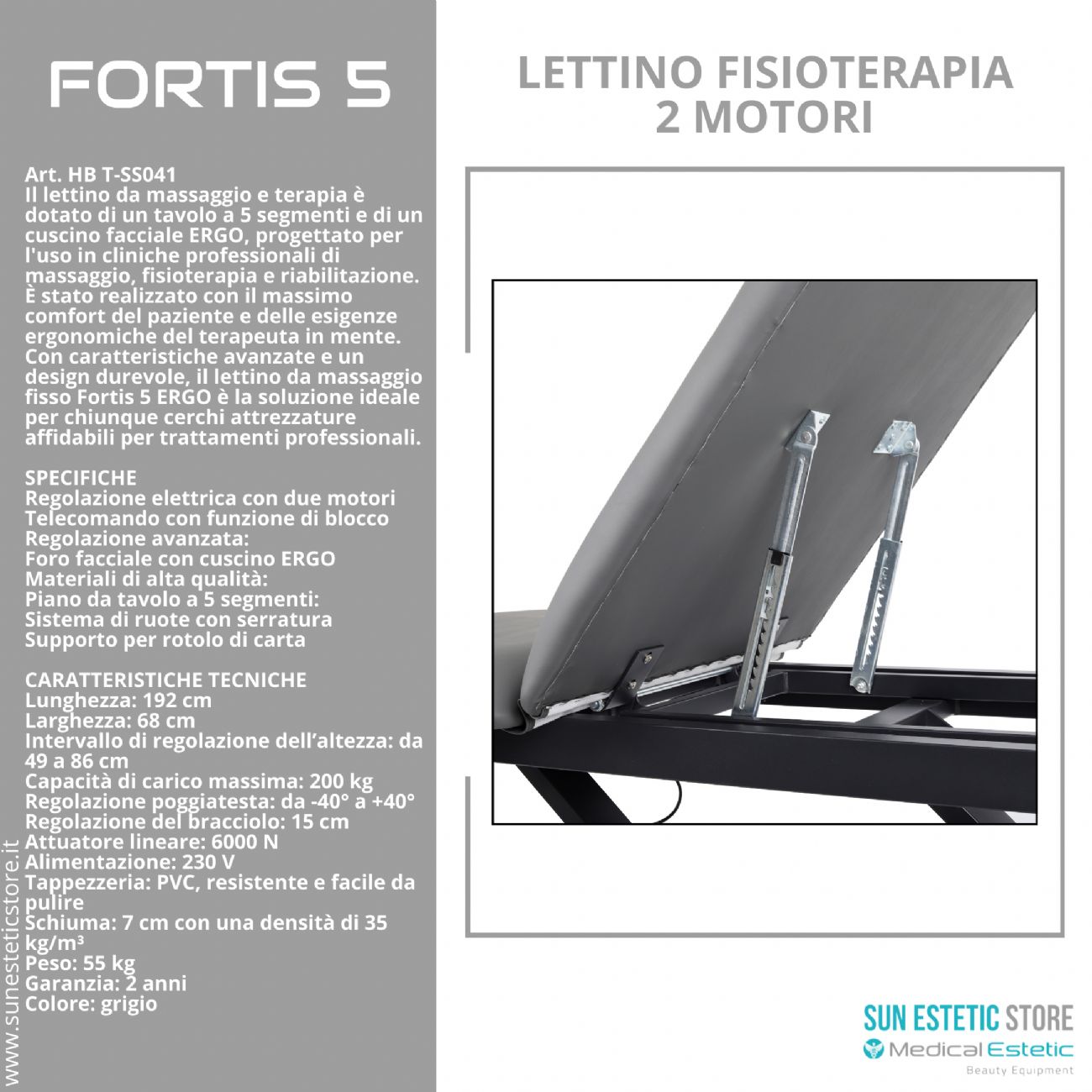 Fortis 5 lettino fisioterapia 5 sezioni 2 motori