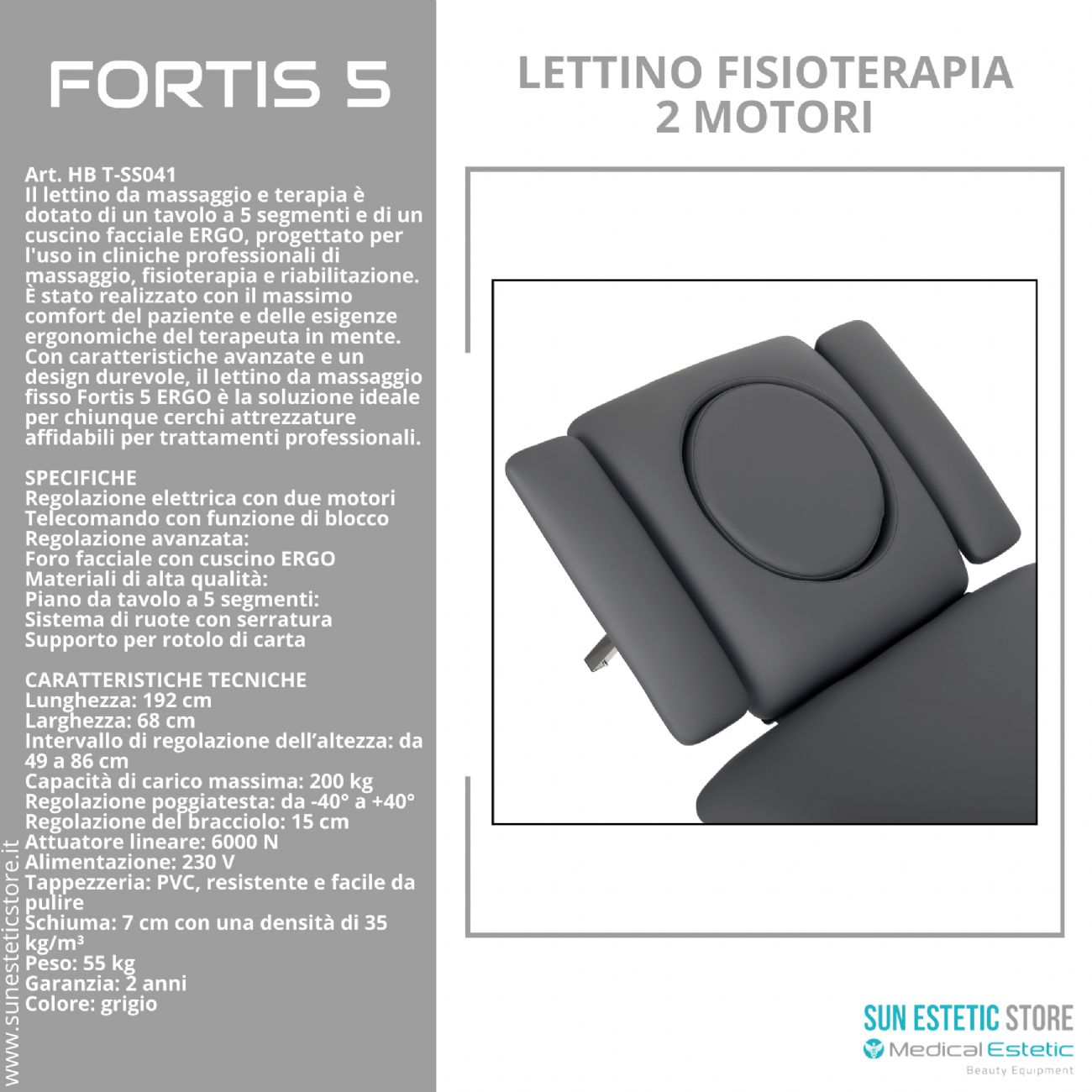 Fortis 5 lettino fisioterapia 5 sezioni 2 motori