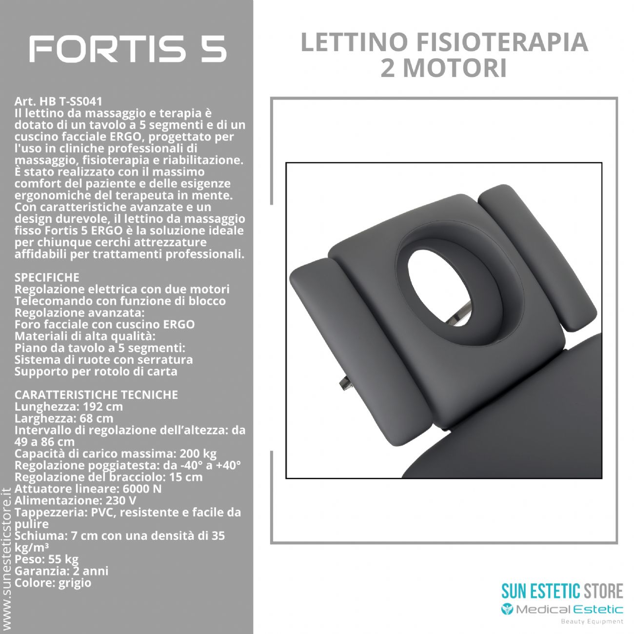 Fortis 5 lettino fisioterapia 5 sezioni 2 motori